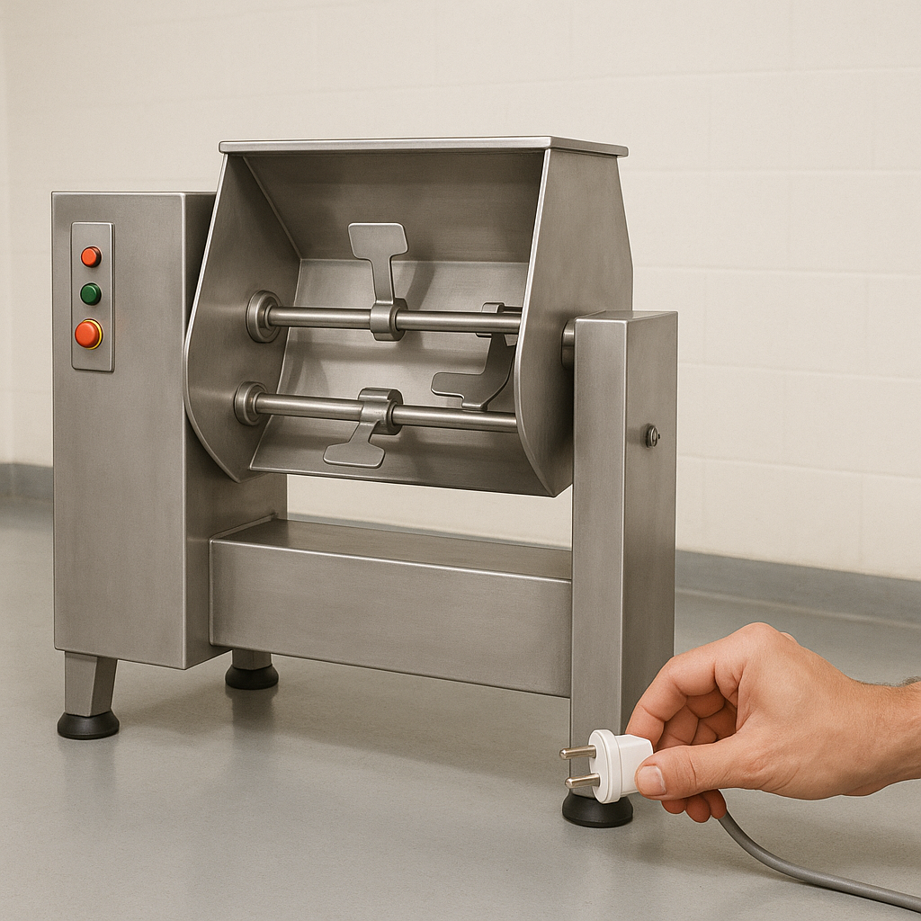 Procedimento de segurança: operador desliga a Misturadeira antes da higienização